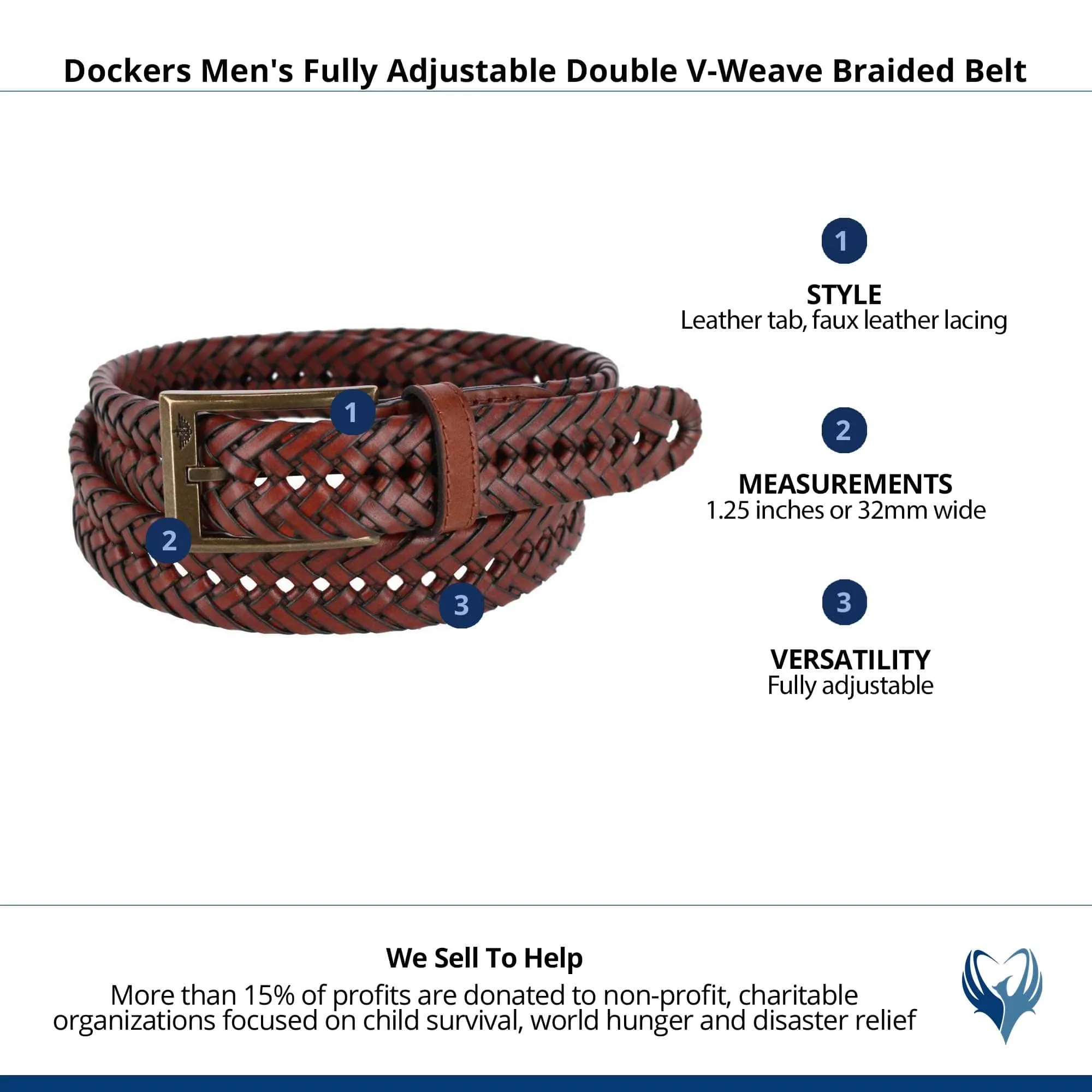 Dockers Men's Fully Adjustable Double V-Weave Braided Belt