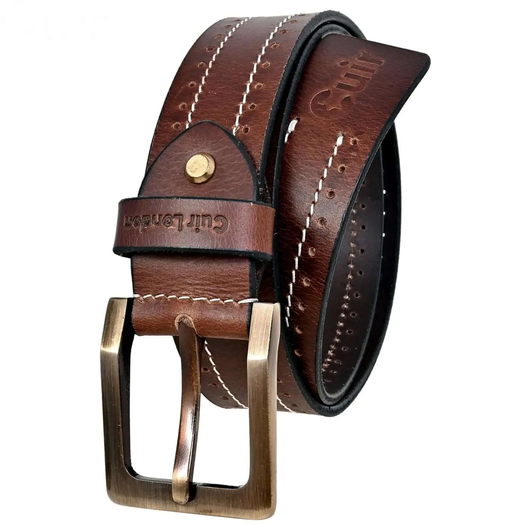 Durable Brown Anti-Scratch Leather Belt: Sizes 30" to 46"