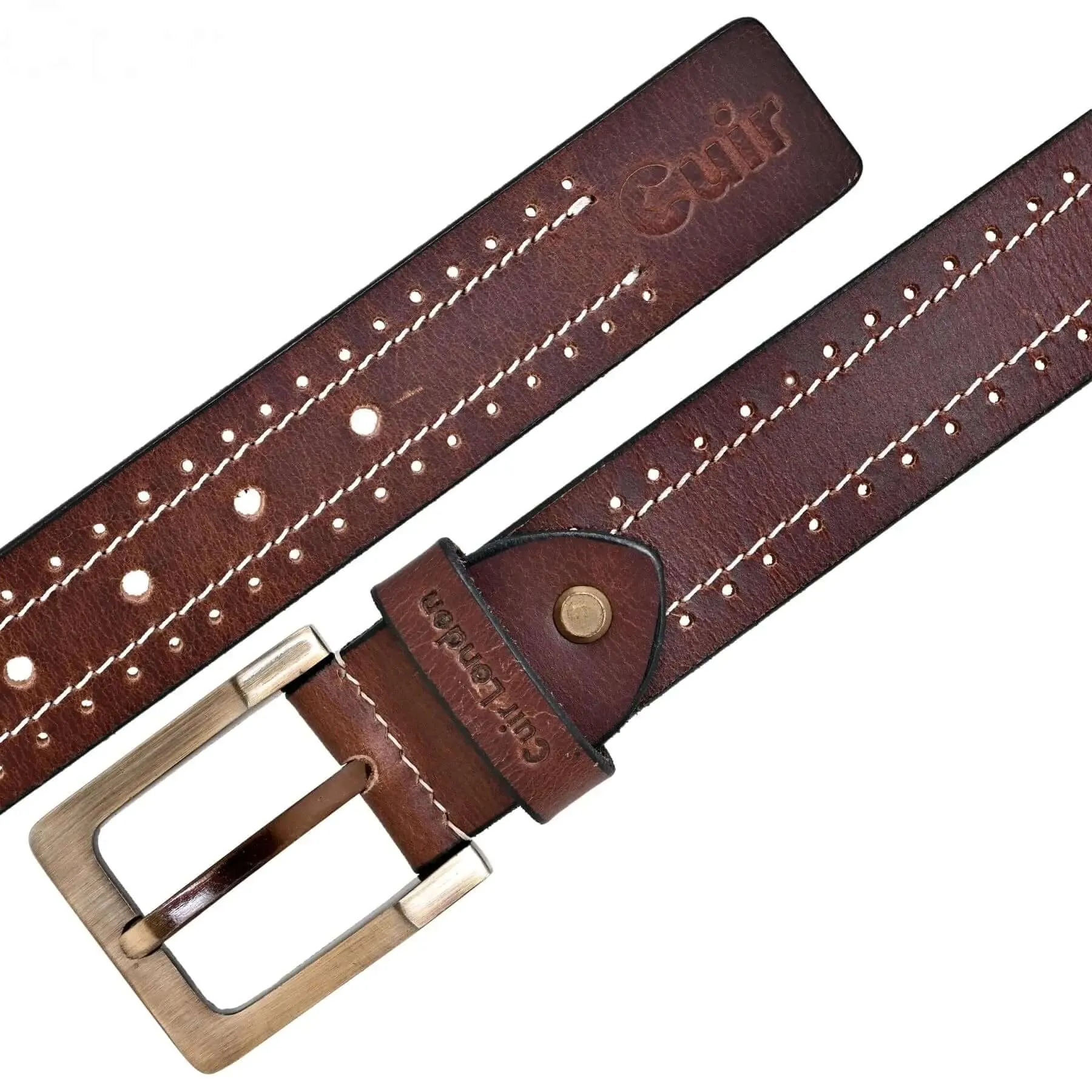 Durable Brown Anti-Scratch Leather Belt: Sizes 30" to 46"