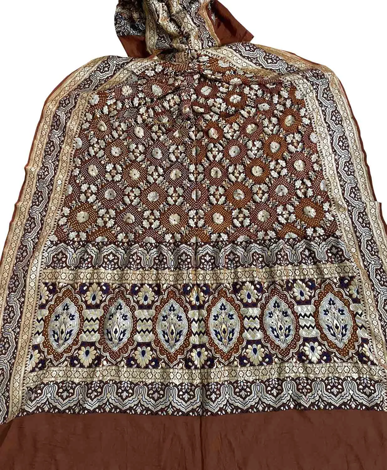 Elegant Brown Banarasi Bandhani Georgette Meenakari Dupatta