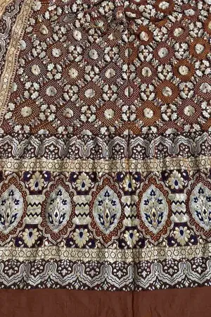 Elegant Brown Banarasi Bandhani Georgette Meenakari Dupatta