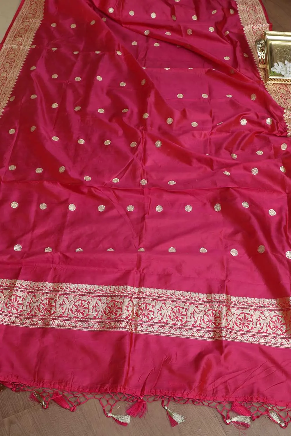 Elegant Brown Banarasi Meenakari Silk Suit With Pink Handloom Banarasi Pure Katan Silk Dupatta