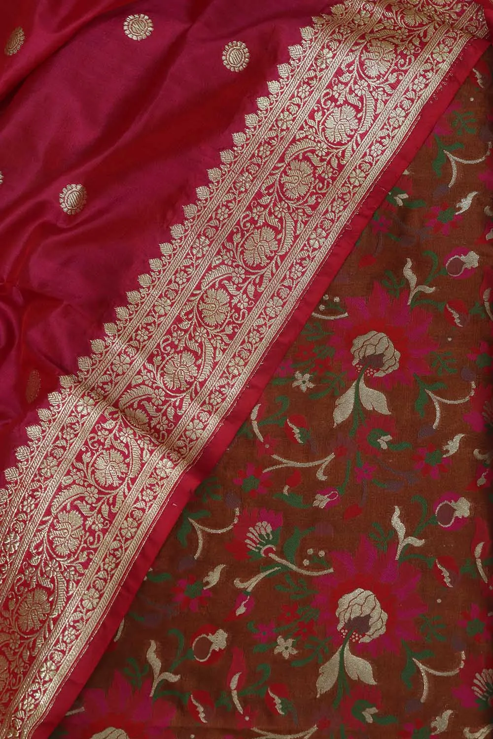 Elegant Brown Banarasi Meenakari Silk Suit With Pink Handloom Banarasi Pure Katan Silk Dupatta