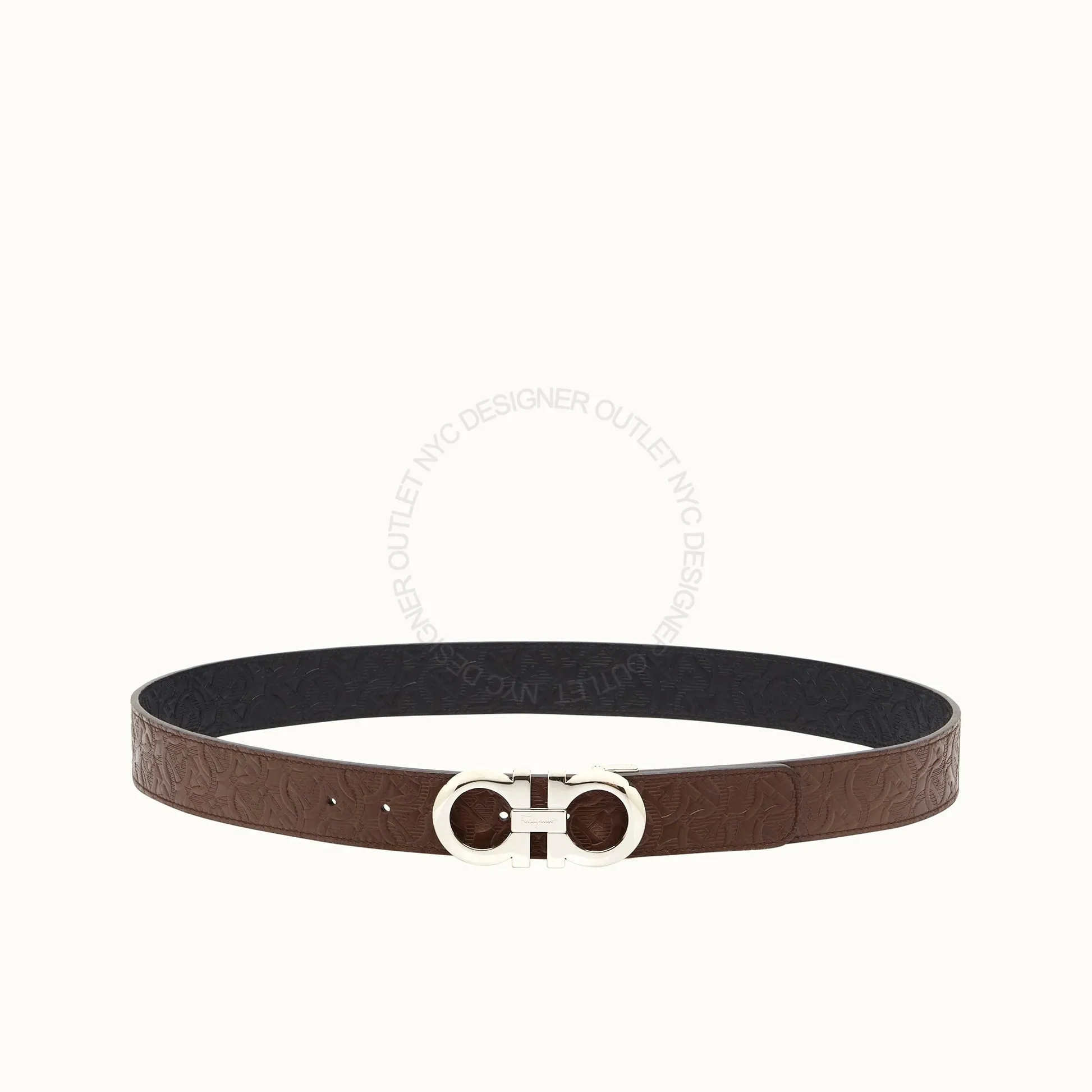 Ferragamo Black/Brown Leather Adjustable Belt