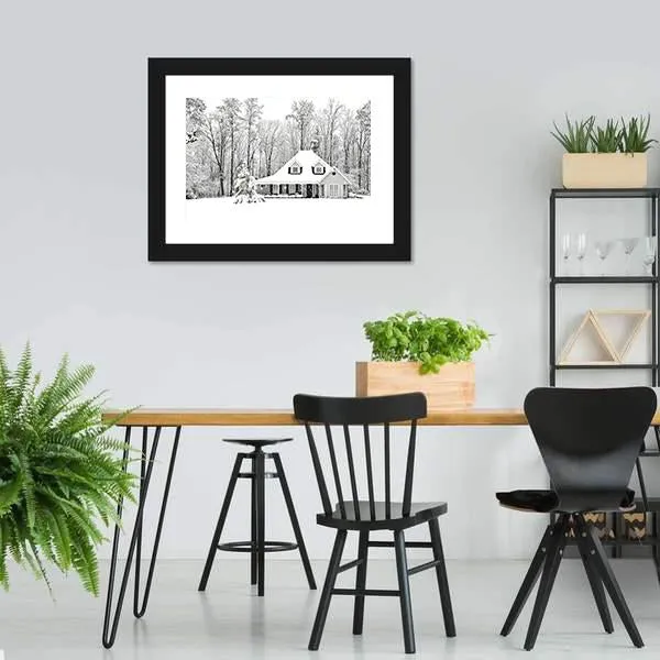 Frosty Home In Winter Canvas Wall Art