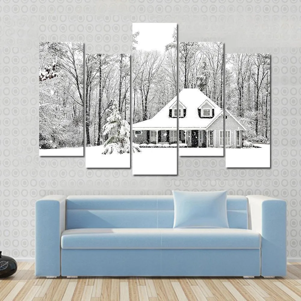 Frosty Home In Winter Canvas Wall Art