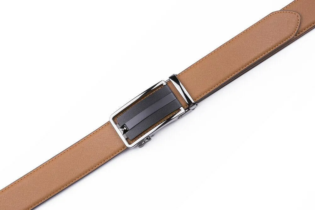 FVLUX™ Faux Leather Ratchet Belt | Men's 1.4" Wide Automatic Slide Buckle | Stainless Steel