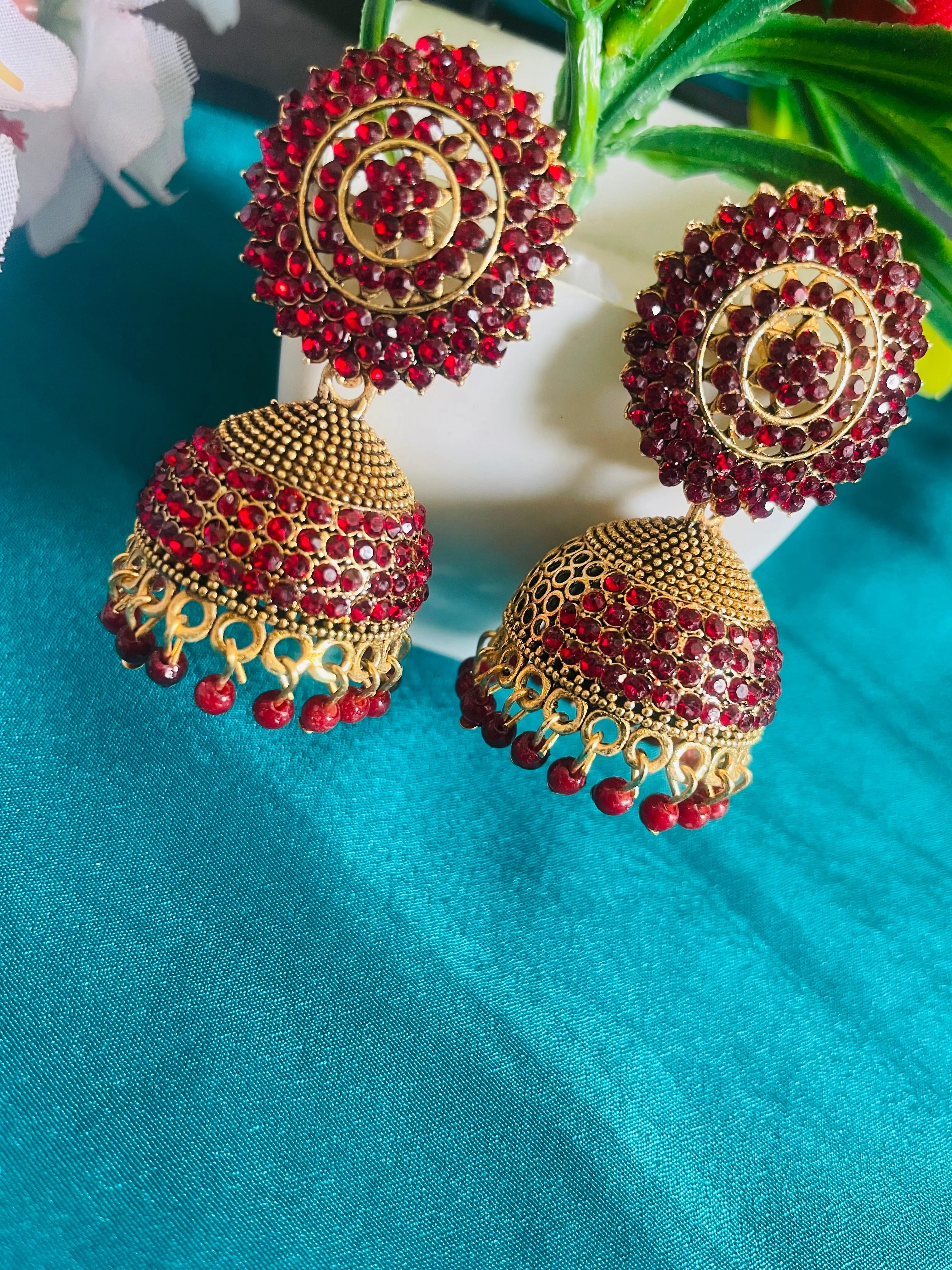 GEETHA RED JHUMKIS