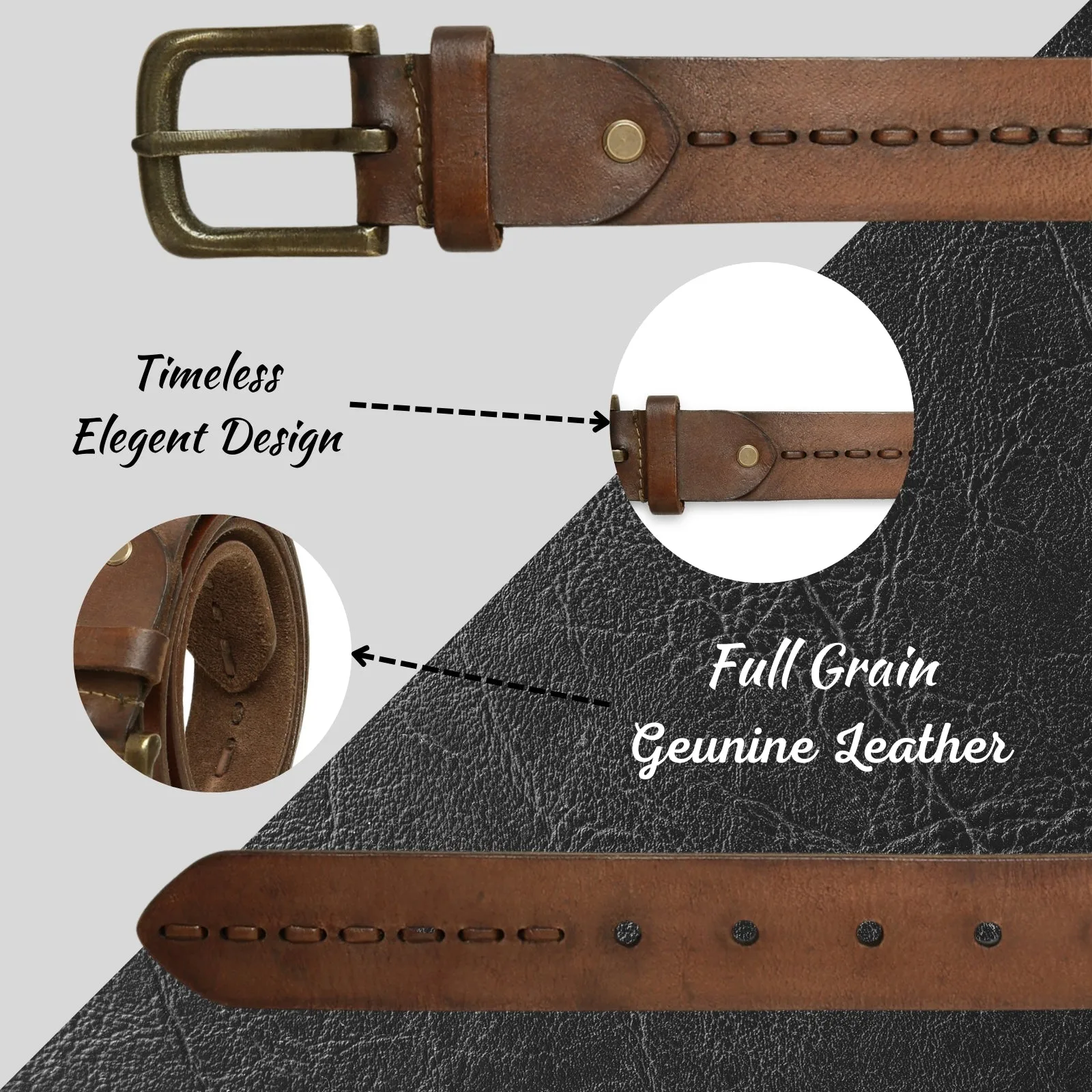 Genuine Brown Leather Crafted Men's Belt