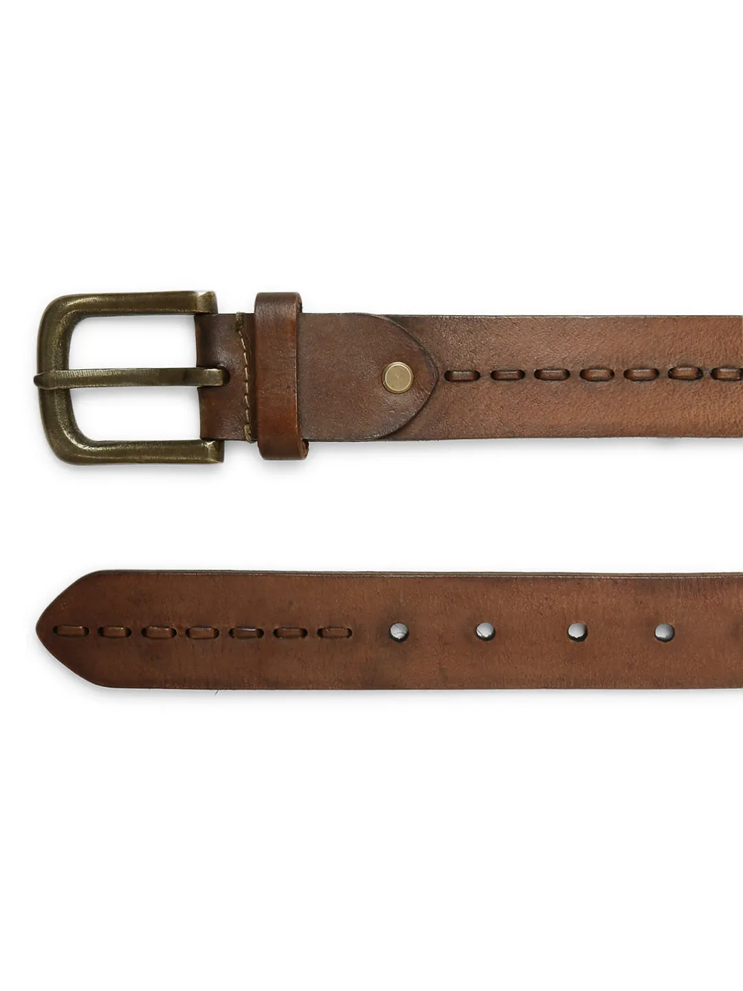 Genuine Brown Leather Crafted Men's Belt