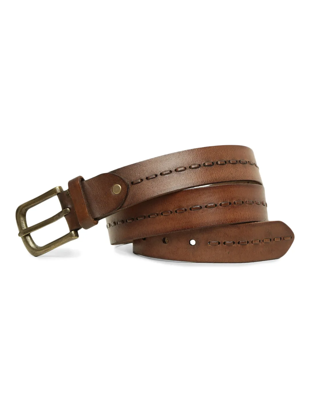 Genuine Brown Leather Crafted Men's Belt