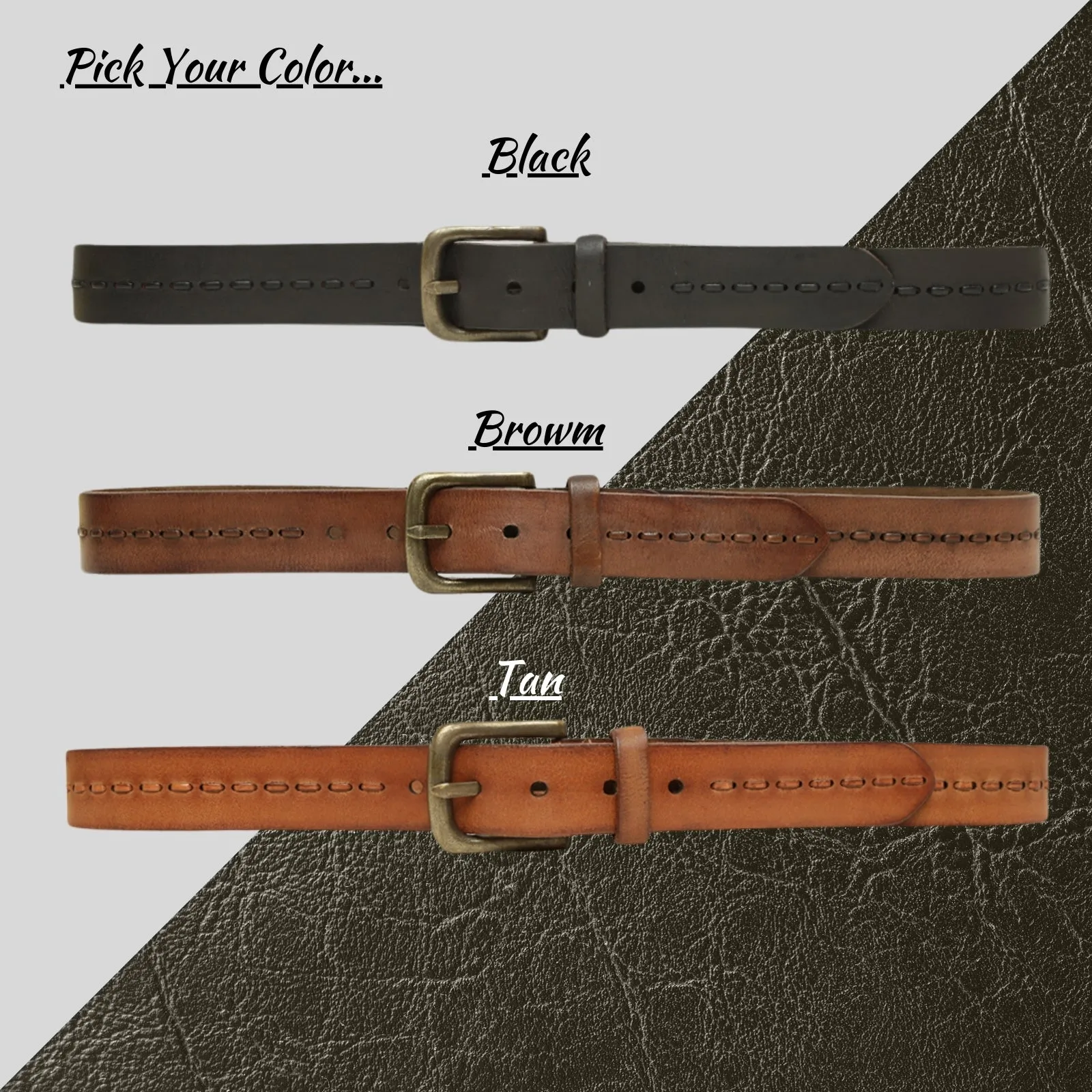 Genuine Brown Leather Crafted Men's Belt