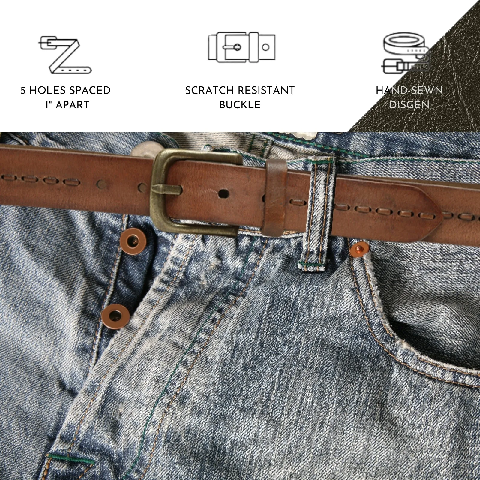 Genuine Brown Leather Crafted Men's Belt