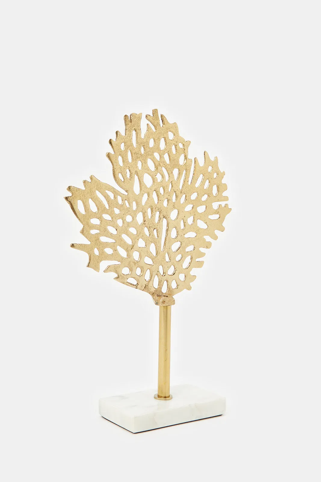 Gold Decorative Leaf Artefact With Marble Base