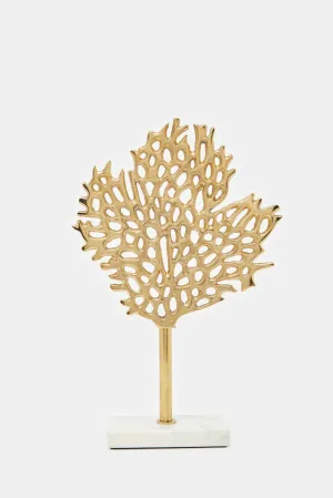 Gold Decorative Leaf Artefact With Marble Base