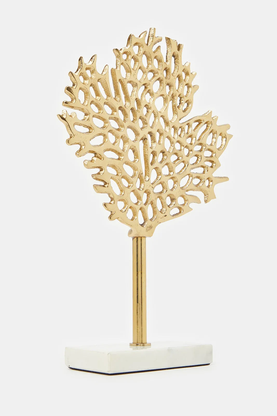 Gold Decorative Leaf Artefact With Marble Base