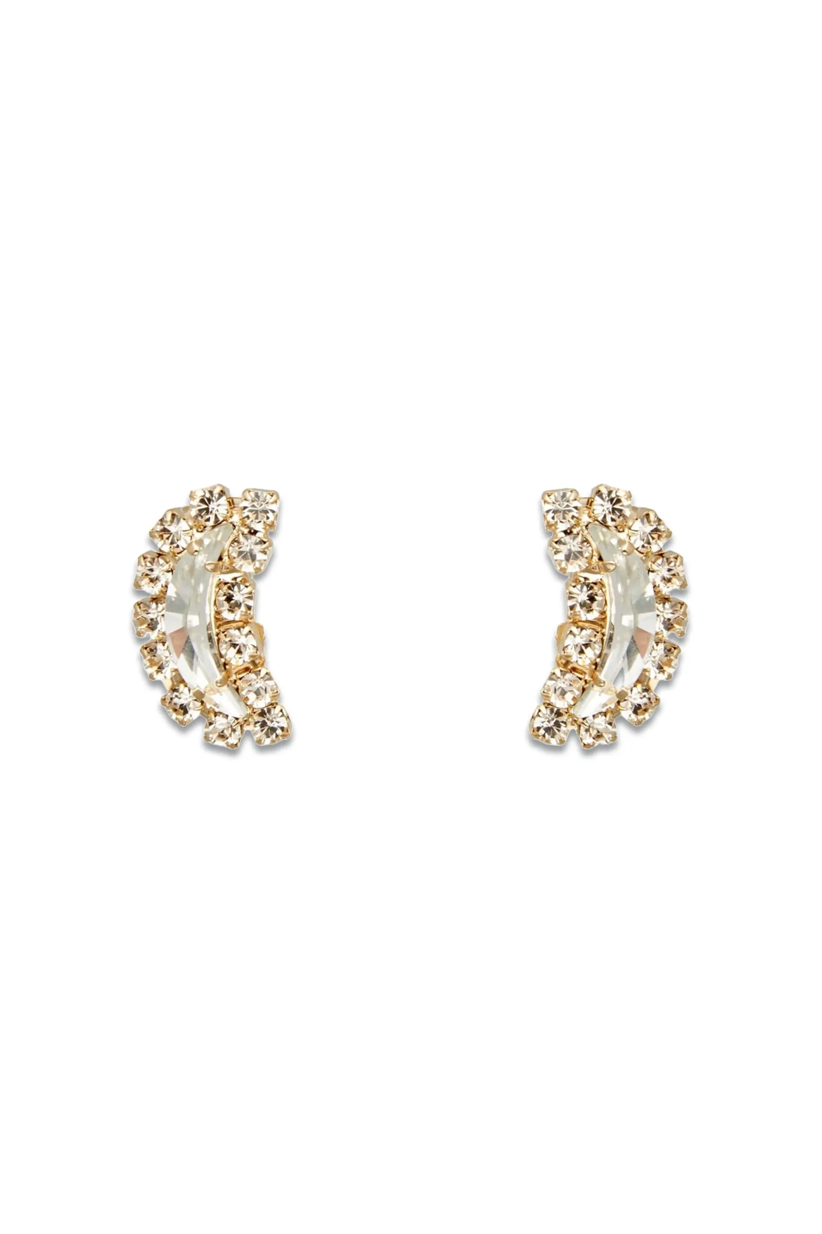 Gold-tone Crystal Clip Earrings