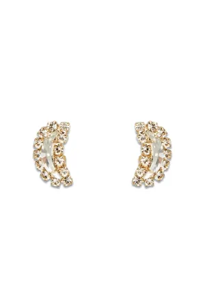 Gold-tone Crystal Clip Earrings