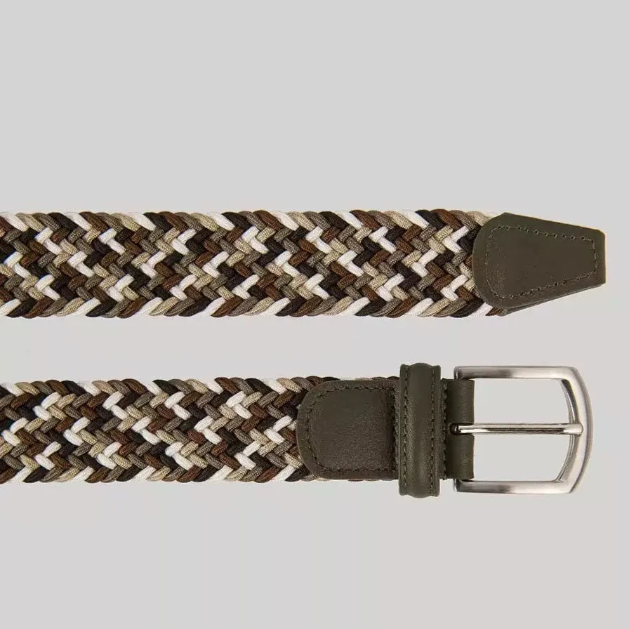 Green & Brown Multicolour Belt Woven Elastic Belt - Anderson's