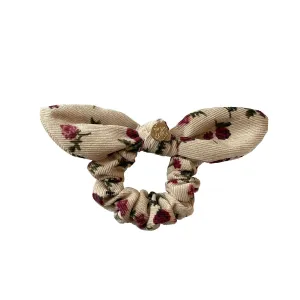 Halo Luxe Elsie Printed Corduroy Scrunchie - Ivory Floral