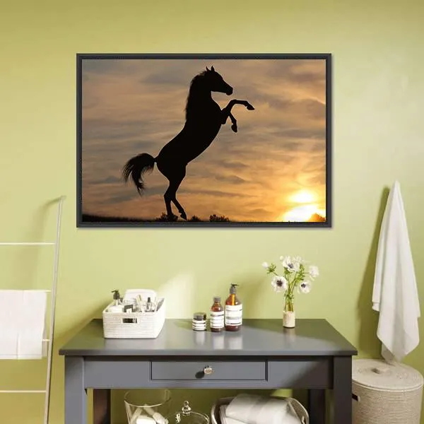 Horse In Sunset Canvas Wall Art