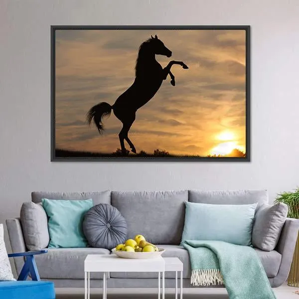 Horse In Sunset Canvas Wall Art