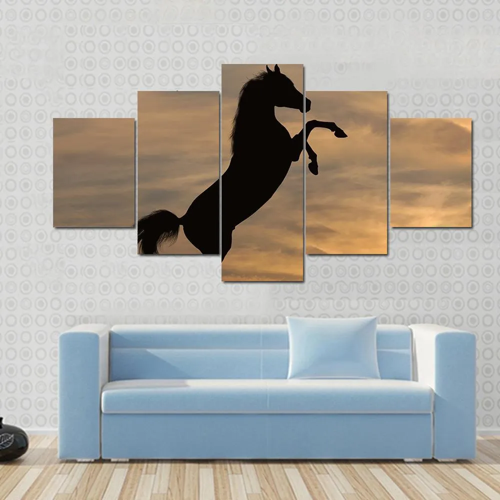 Horse In Sunset Canvas Wall Art