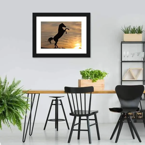 Horse In Sunset Canvas Wall Art