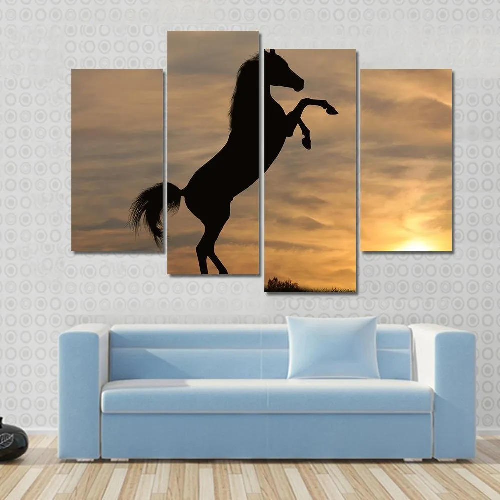 Horse In Sunset Canvas Wall Art