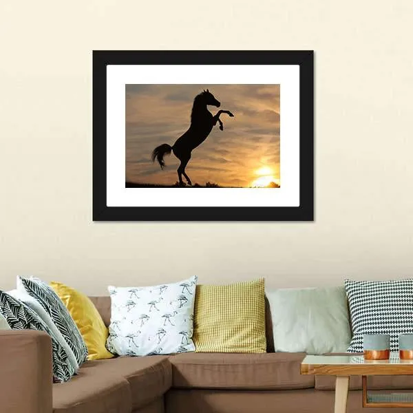 Horse In Sunset Canvas Wall Art