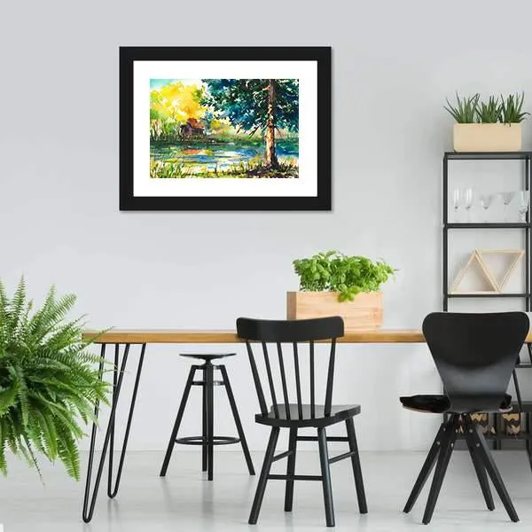 House Near The Lake Canvas Wall Art