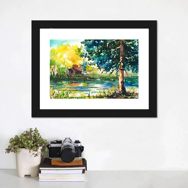 House Near The Lake Canvas Wall Art