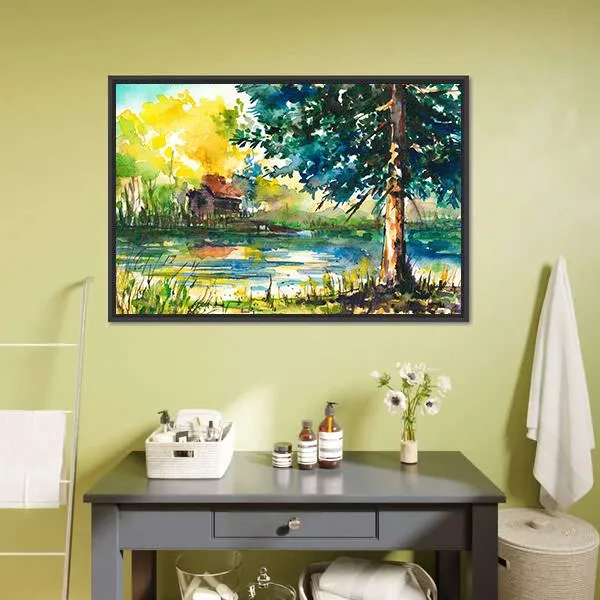 House Near The Lake Canvas Wall Art