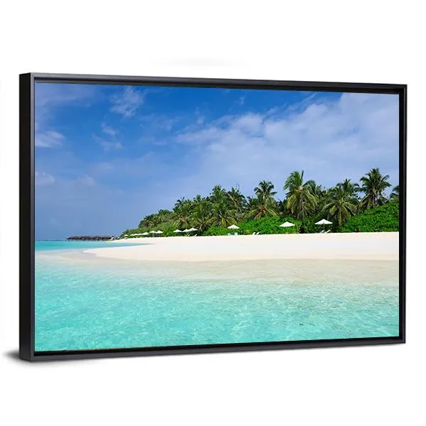 Island Beach At Maldives Canvas Wall Art