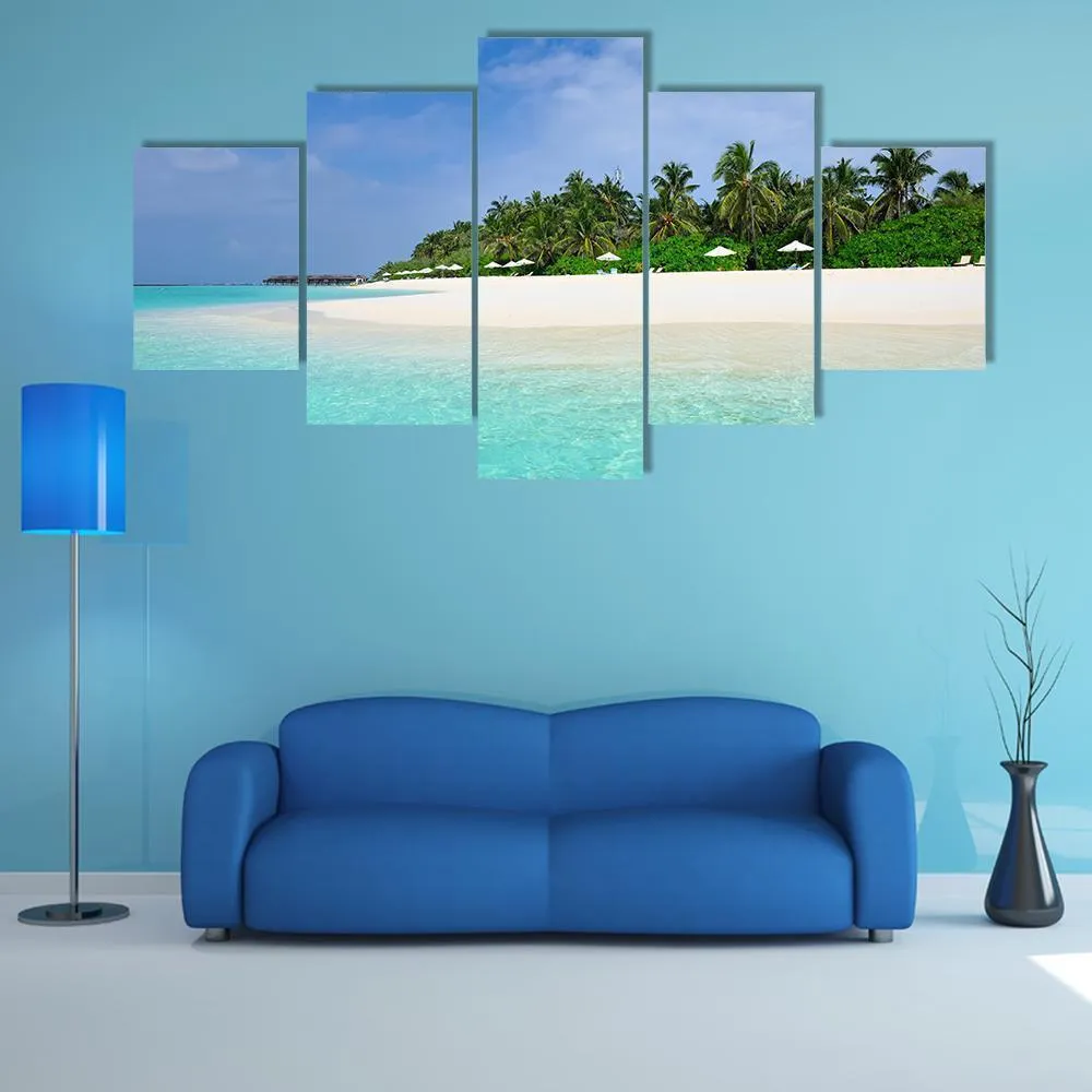 Island Beach At Maldives Canvas Wall Art