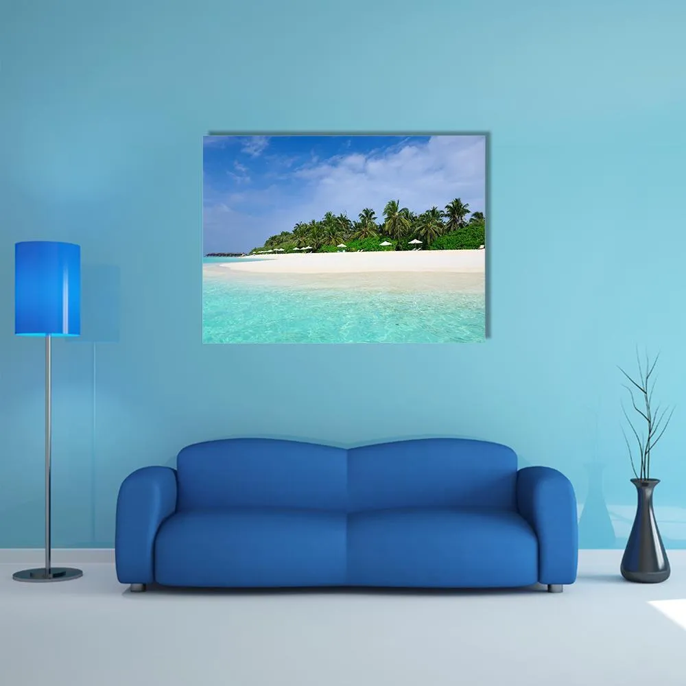 Island Beach At Maldives Canvas Wall Art