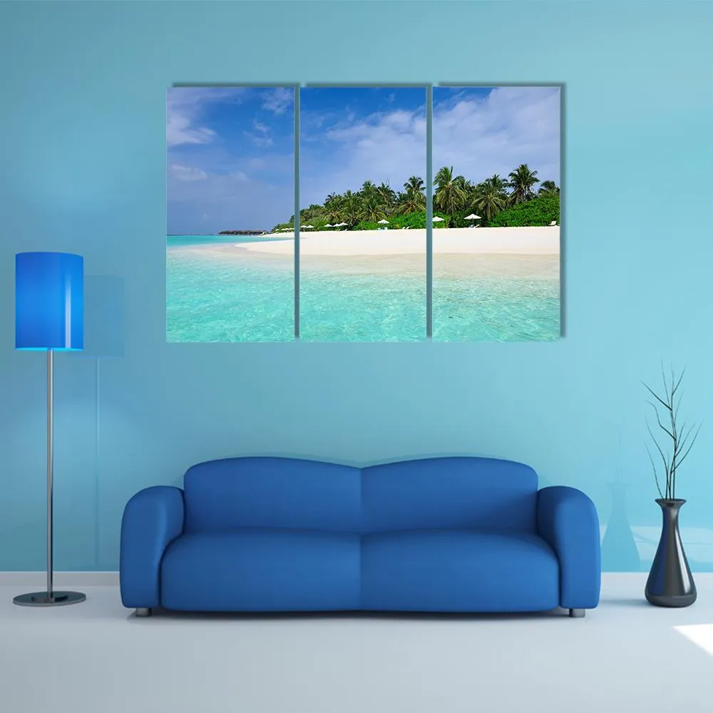 Island Beach At Maldives Canvas Wall Art