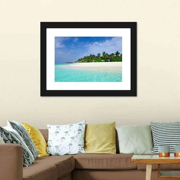 Island Beach At Maldives Canvas Wall Art