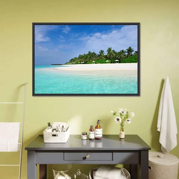 Island Beach At Maldives Canvas Wall Art