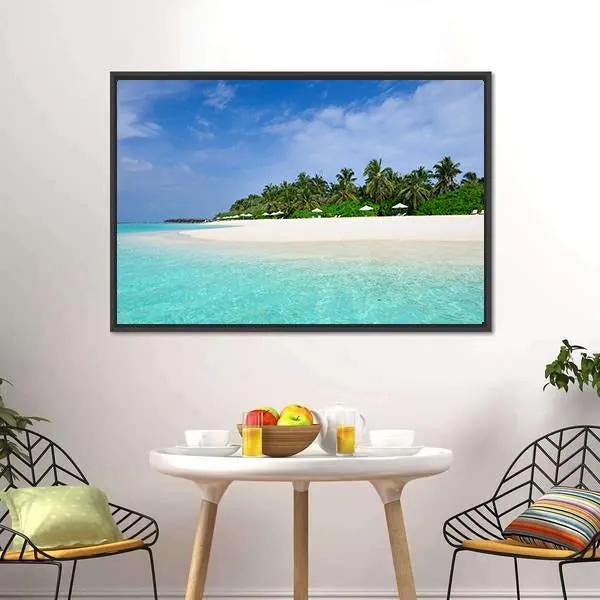 Island Beach At Maldives Canvas Wall Art