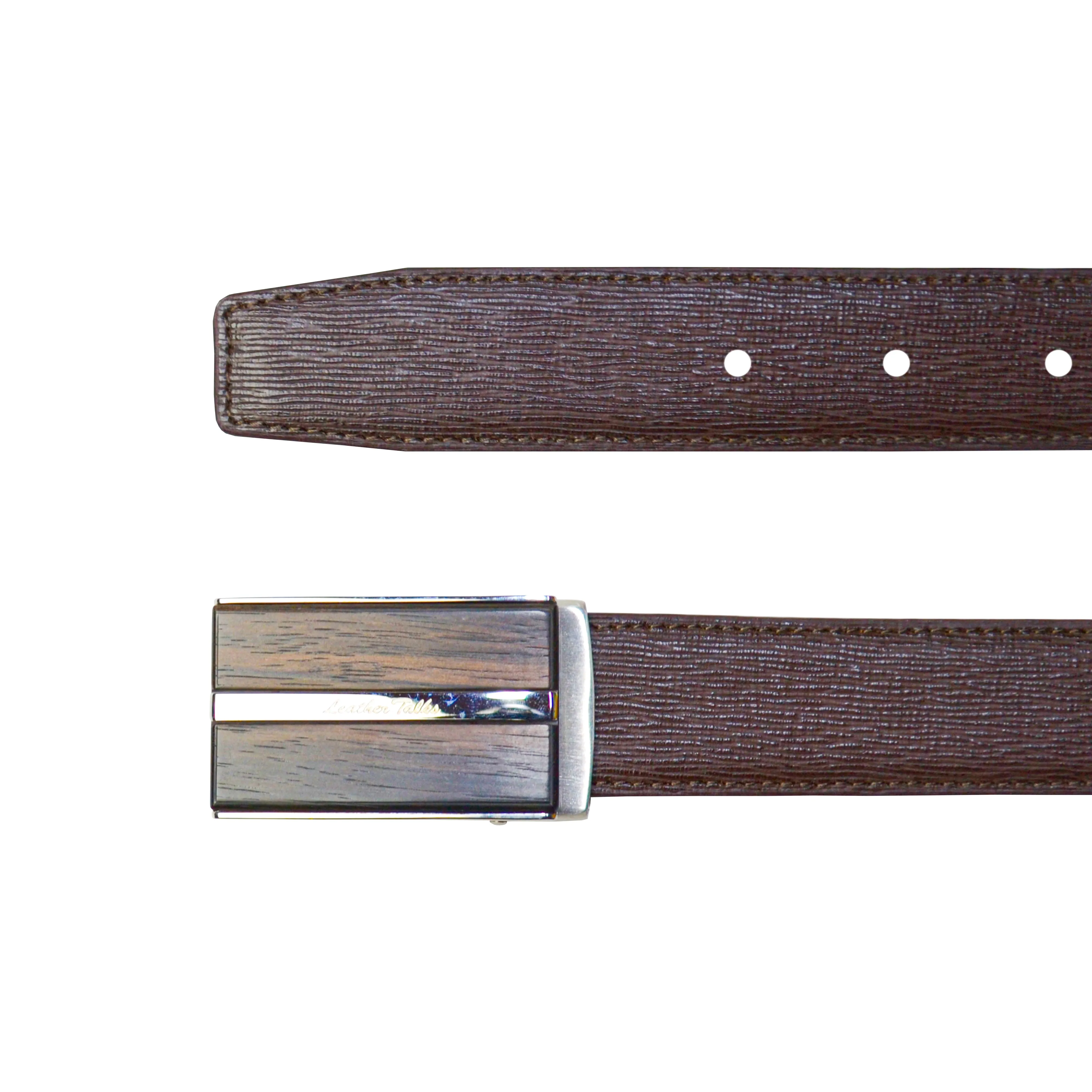 Italian Wood Finish   | Plus Size Leather Belt for Men | Color: Brown