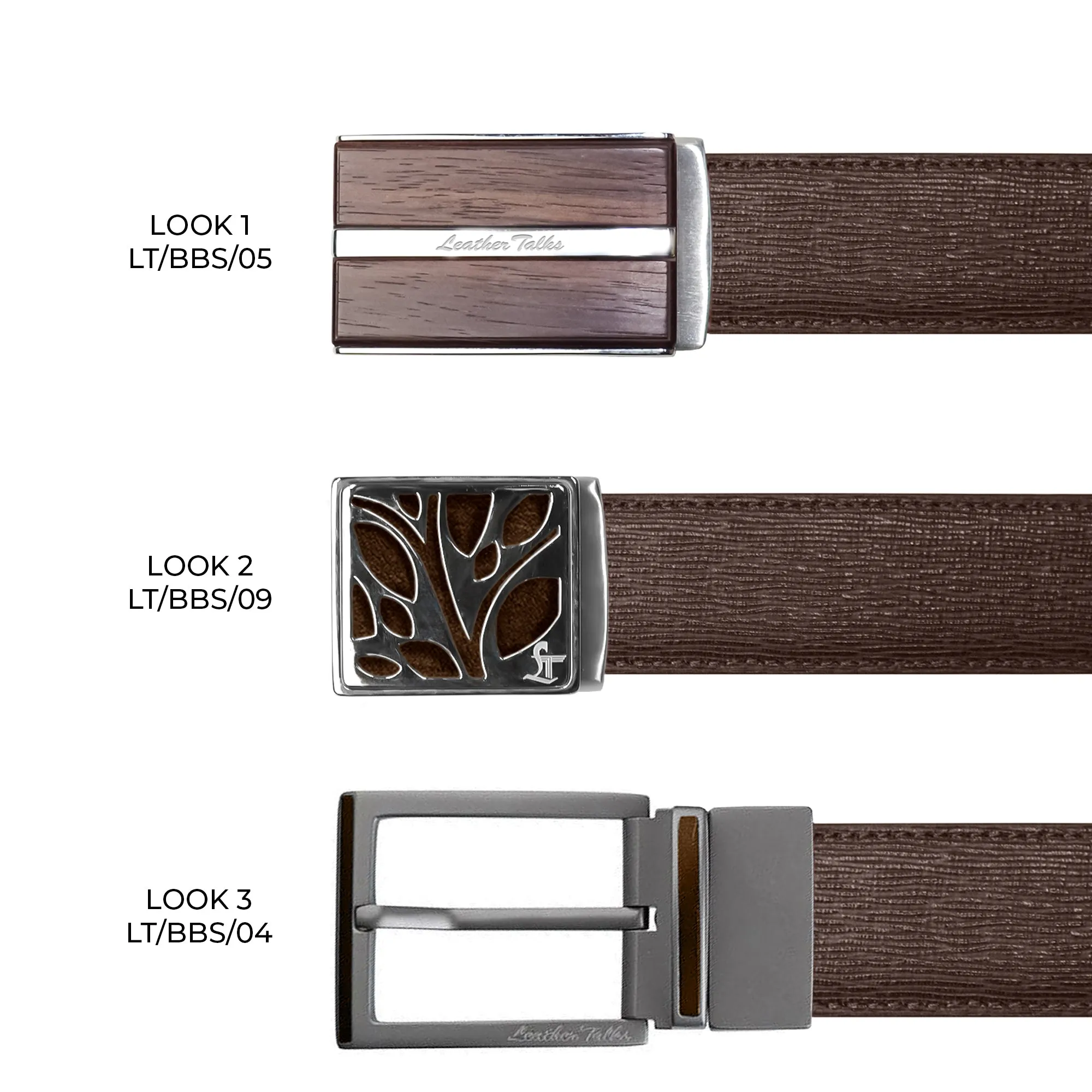 Italian Wood Finish   | Plus Size Leather Belt for Men | Color: Brown