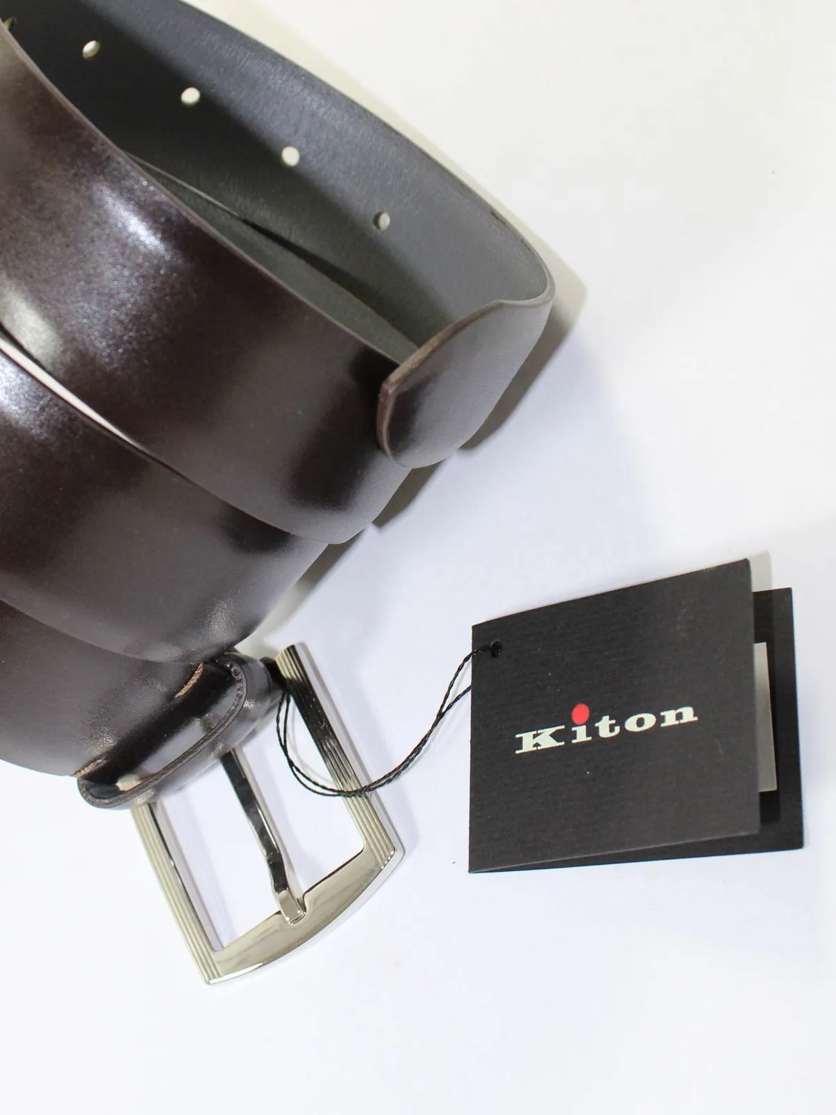 Kiton Belt Dark Brown Smooth Leather Men Belt 95 / 38 SALE