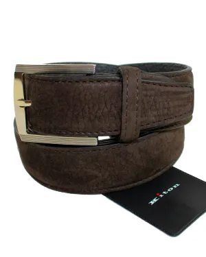 Kiton Belt Dark Brown Suede Leather Men Belt 120/ 48 Resizable BLACK FRIDAY SALE