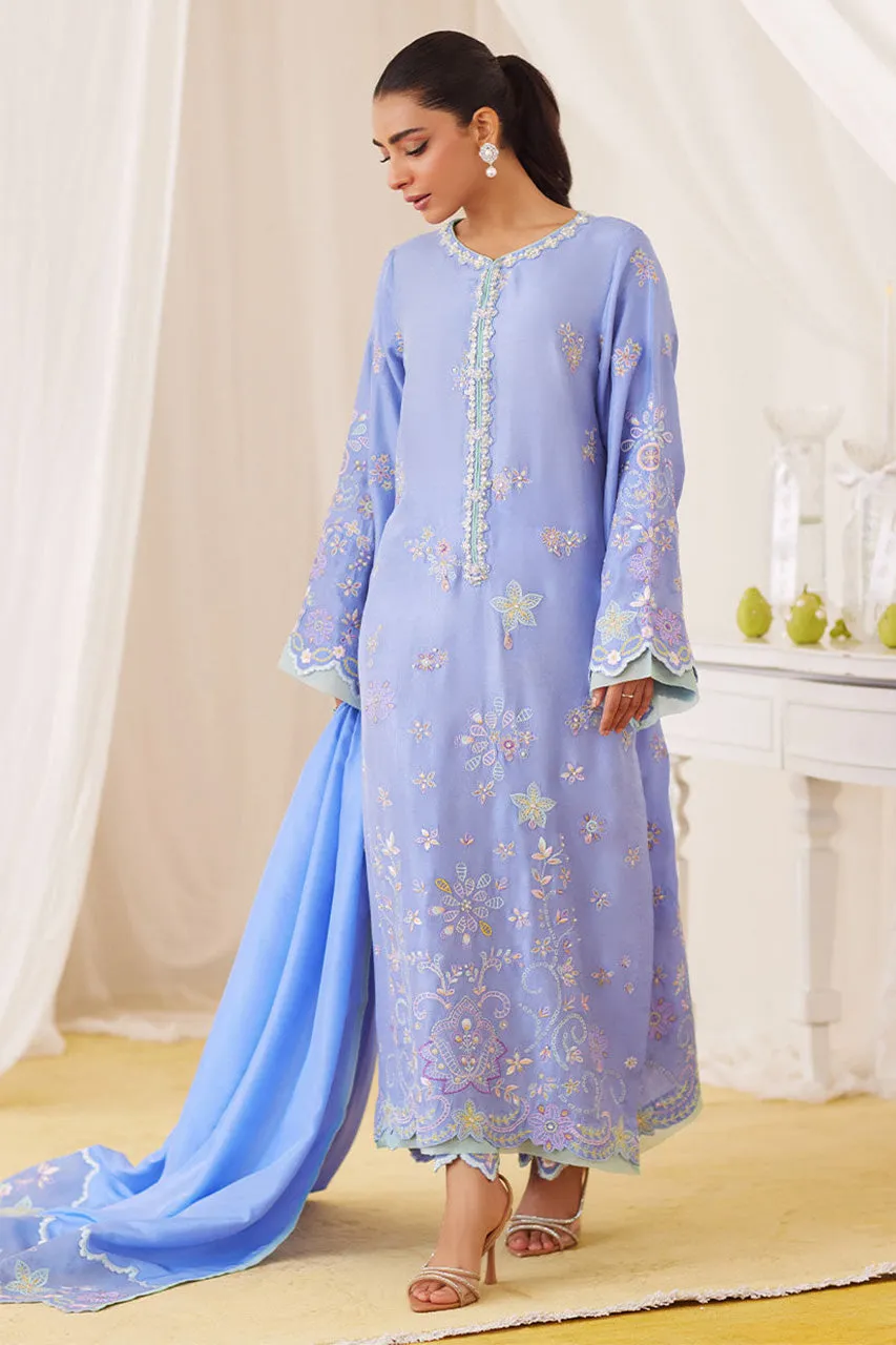 Lea Fall'24 - Leesha Periwinkle Blue Raw Silk Shirt And Dupatta