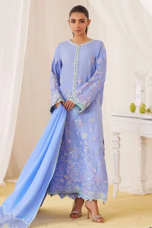 Lea Fall'24 - Leesha Periwinkle Blue Raw Silk Shirt And Dupatta