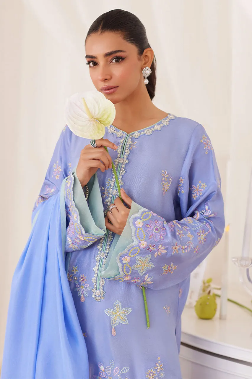 Lea Fall'24 - Leesha Periwinkle Blue Raw Silk Shirt And Dupatta