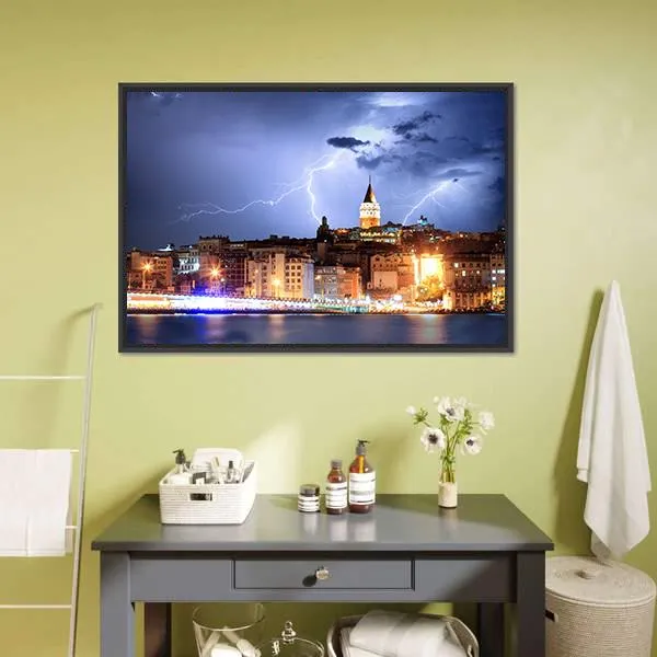 Lightning In Istanbul Canvas Wall Art