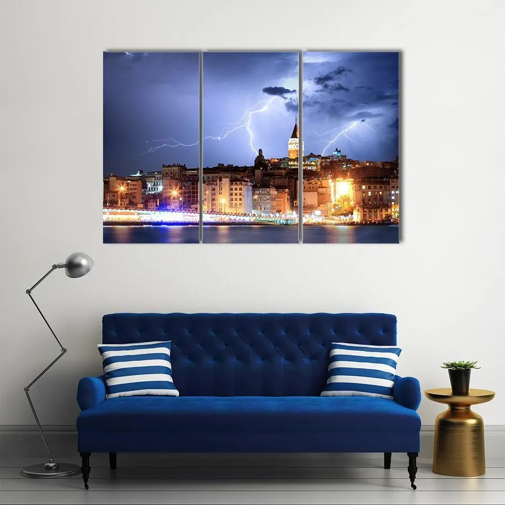 Lightning In Istanbul Canvas Wall Art