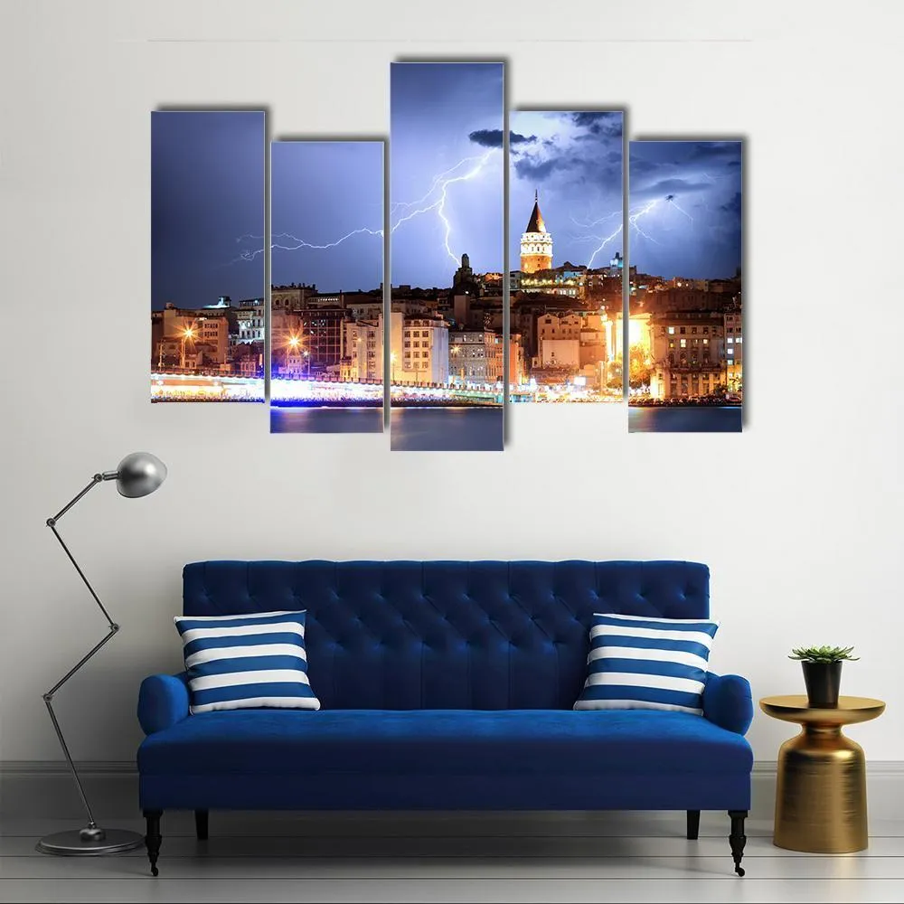 Lightning In Istanbul Canvas Wall Art